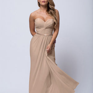 Taupe Sleeveless Evening Long Dress